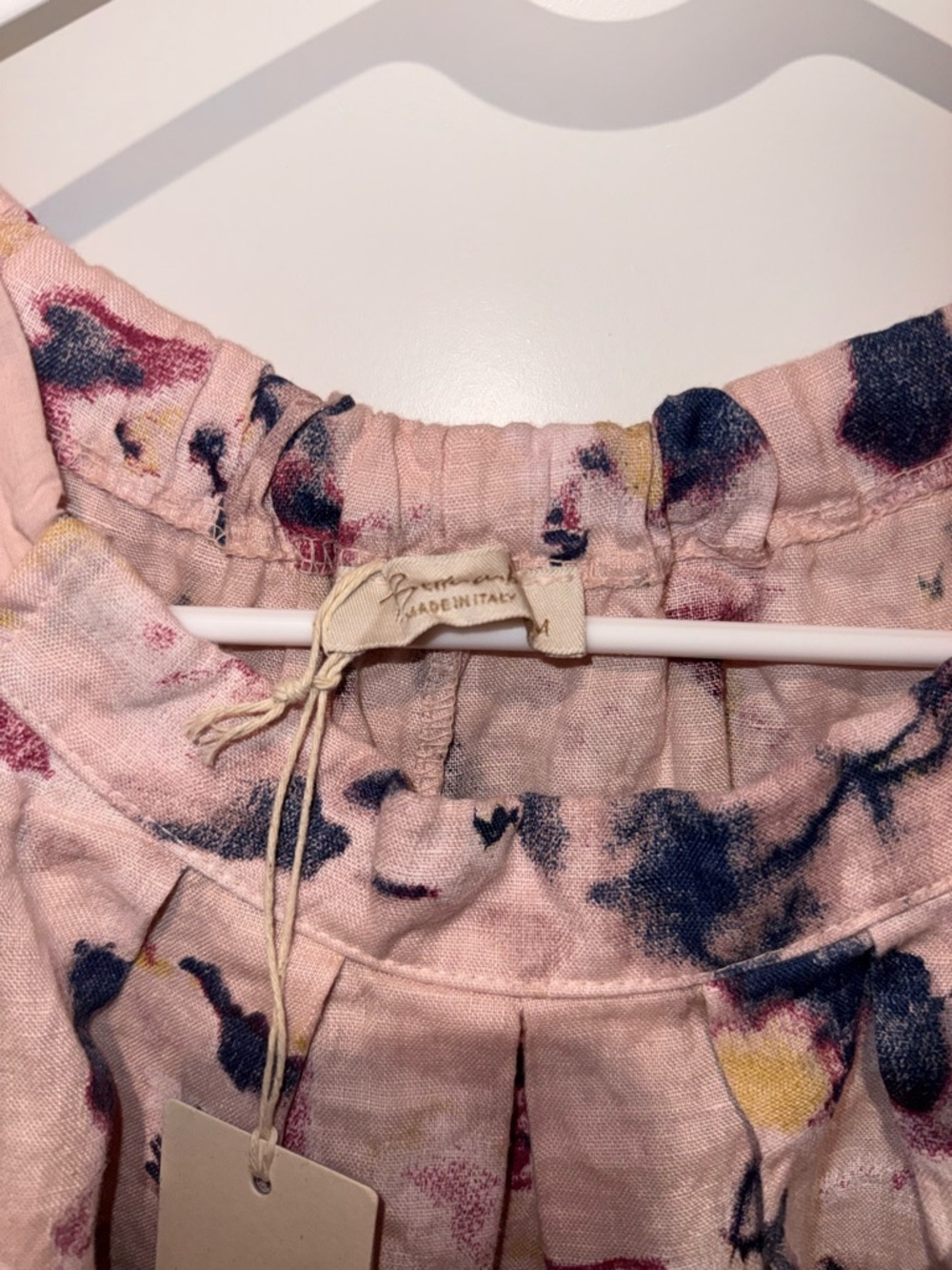 Coastal Pink Floral Italian Linen Shift Dress - Picture 6 of 7